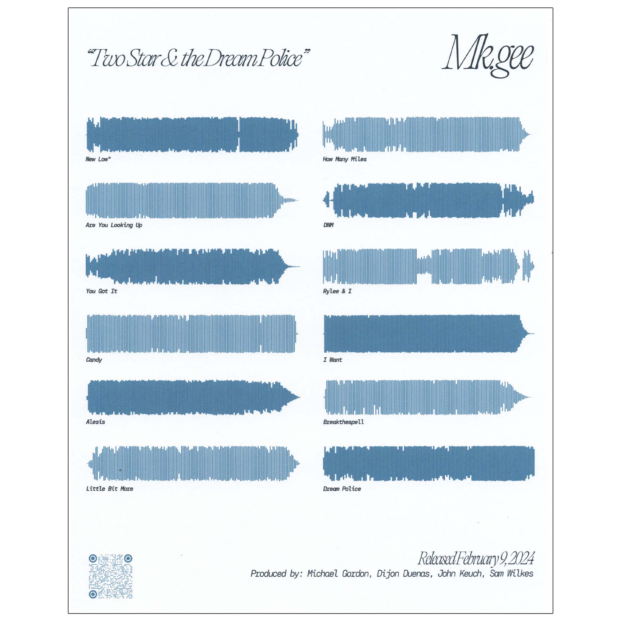 004: Two Star & The Dream Police - Mk.gee - Waveform Posters